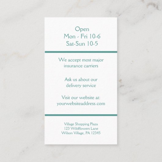 薬店時間処方薬ボトル 名刺 (裏面)