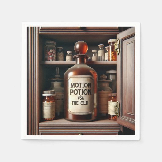 薬庫の古いボトル スタンダードカクテルナプキン (正面)