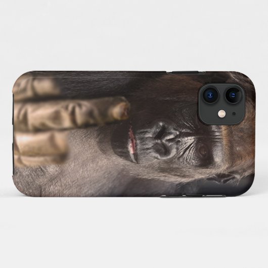 薬指ゴリラが鳥の携帯電話のケースをフリップする Case-Mate iPhoneケース (裏面(横))