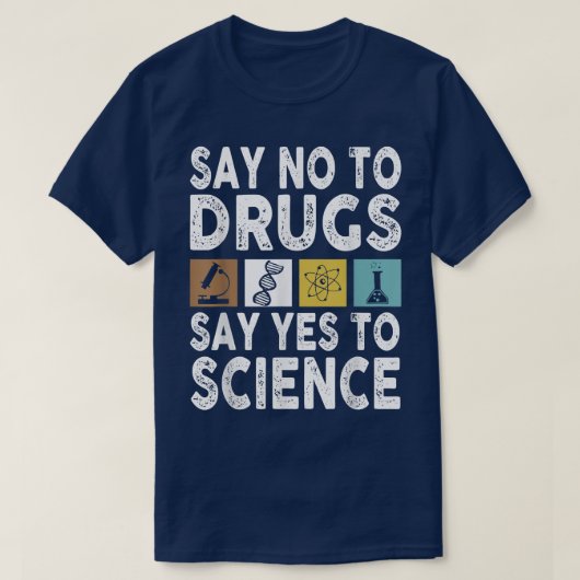 薬物に対してノーと言い、科学アンチ薬に対するYesをRed Rと言う Tシャツ (デザイン正面)