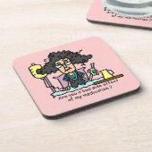 薬物の副作用の黒い髪 コースター (左側)