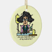 薬物の副作用の黒い髪 セラミックオーナメント (右)