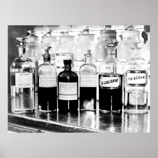 薬物を含む薬用ボトルの表示 ポスター (正面)