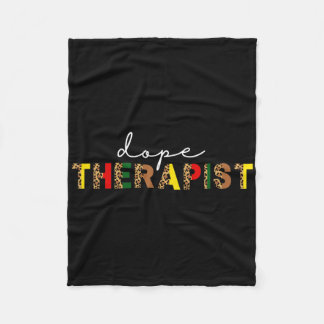 薬物セラピストカウンセラーleopardプリントブラックソシア フリースブランケット