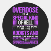 薬物乱用パープルリボン中毒オーバードーズ認識度 ラウンドシール (正面)