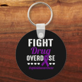 薬物過剰摂取パープルリボンオピオイド過剰摂取と闘う キーホルダー (正面)