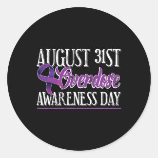 薬物過剰摂取威厳がある31パープルリボンティー ラウンドシール