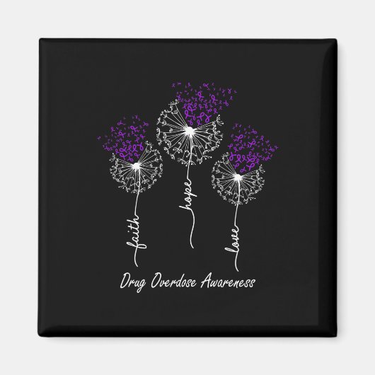 薬物過剰摂取認識度信仰希望ラブダンデロン マグネット (正面)