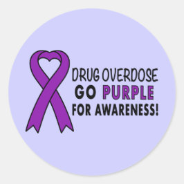 薬物過剰摂取:紫の認識度リボン ラウンドシール