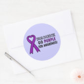 薬物過剰摂取：紫の認識度リボン ラウンドシール (封筒)