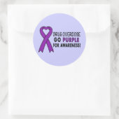 薬物過剰摂取：紫の認識度リボン ラウンドシール (バッグ)