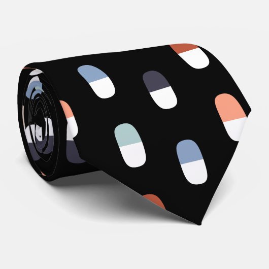 薬理学と丸薬 – ブラックに整列 ネクタイ (ロール)