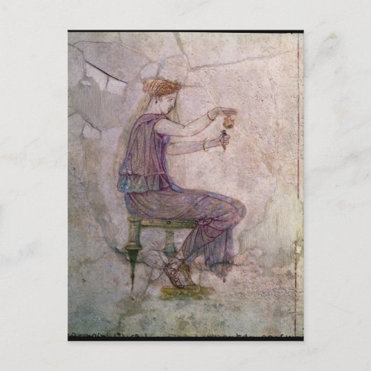 薬瓶への女性の注ぐ香水 ポストカード (正面)