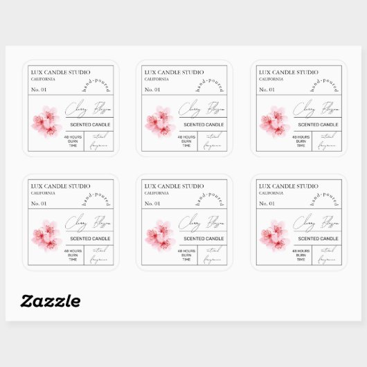 薬用さくらんぼ花香ろうそくラベル スクエアシール (シート)