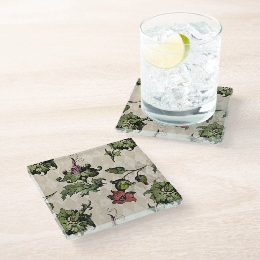 薬用の魔女植物 | Steampunk Botanical Herbes ガラスコースター (アングル)