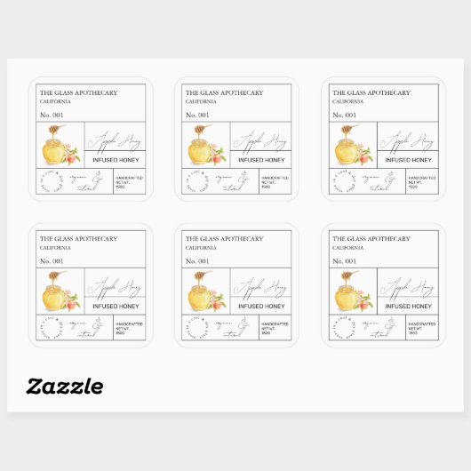 薬用アップル入り蜂蜜ラベル スクエアシール (シート)