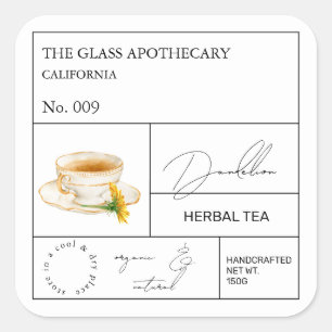 薬用タンポポの薬草茶ラベル スクエアシール