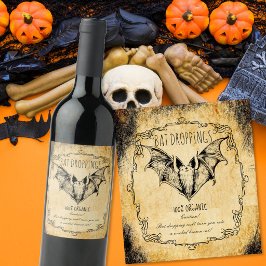 薬用ハロウィーンヴィンテージこうもりの糞 ワインラベル