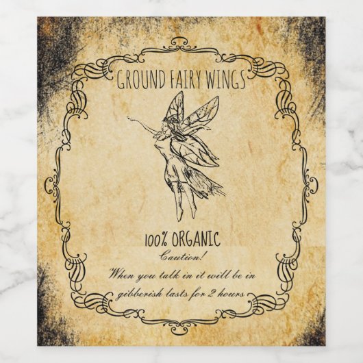 薬用ハロウィーンヴィンテージの地上妖精の翼 ワインラベル (シングルラベル)