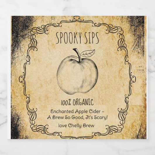 薬用ハロウィーンヴィンテージアップルサイダー ビールラベル (シングルラベル)