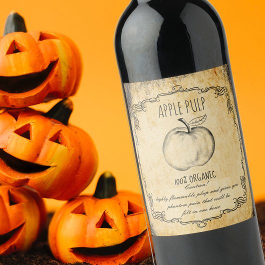 薬用ハロウィーンヴィンテージリンゴ ワインラベル
