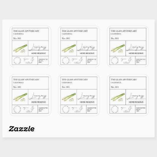 薬用レモングラスラベル スクエアシール (シート)