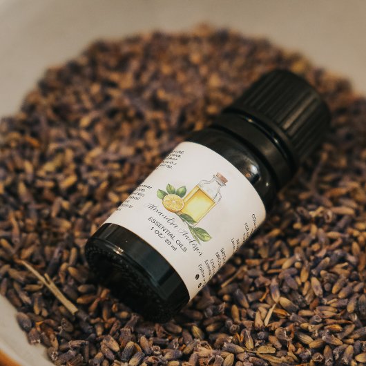 薬用レモンシトラス必須油水彩色 ラベル