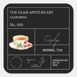 薬用ローズヒップハーブ茶ラベル スクエアシール