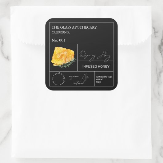 薬用ローズマリー注入はちみつラベル スクエアシール (バッグ)