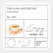 薬用人参ハーブ茶ラベル スクエアシール (正面)