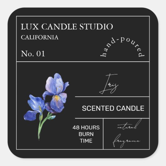薬用虹彩香り付きキャンドルラベル スクエアシール (正面)