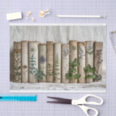 薬草の入った古い本の一絵を描列 薄葉紙 (クラフト)