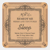 薬草の睡眠薬のチンキのラベル スクエアシール (正面)