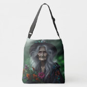 薬草を集める古い魔女 クロスボディバッグ (裏面)