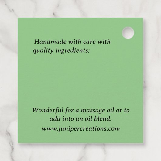 薬草ジュニパーの天然皮気に価 フェイバータグ (裏面)