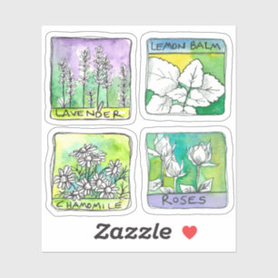 薬草ハーブティー瓶ラベルカモミールバラ シール