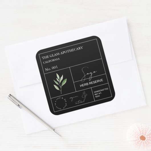 薬草ラベル スクエアシール (封筒)
