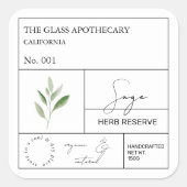 薬草ラベル スクエアシール (正面)