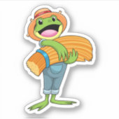 藁で農家するカエル シール (正面)