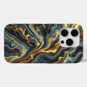 藍大理石と金色の縞模様 Case-Mate iPhoneケース (裏面 (横))