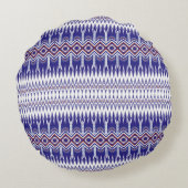 藍布にカラフルの花 ラウンドクッション (裏面)