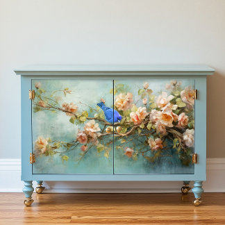 藍文鳥と花の切り離し 薄葉紙