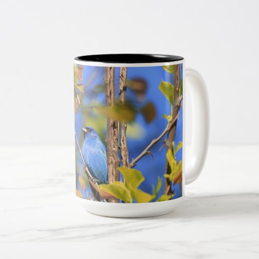 藍染めの写真付き二音マグカップ ツートーンマグカップ (正面右)