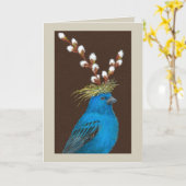 藍染めカードを切る カード (黄色い花)