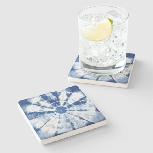 藍染めブルーサークル絞り ストーンコースター (横)