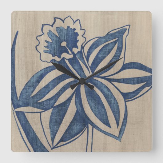 藍水仙 スクエア壁時計 (正面)