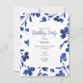 藍水色の花茎 招待状 (正面)