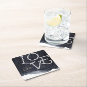 藍水色モダンシンプルモノグラム スクエアペーパーコースター (インサイチュ)