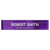 藍紫色のフェイクつや消し金属箔 デスクネームプレート (正面)