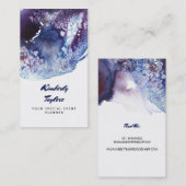 藍色および紫色の水彩画のモダンのクリエイティブ 名刺 (正面/裏面)